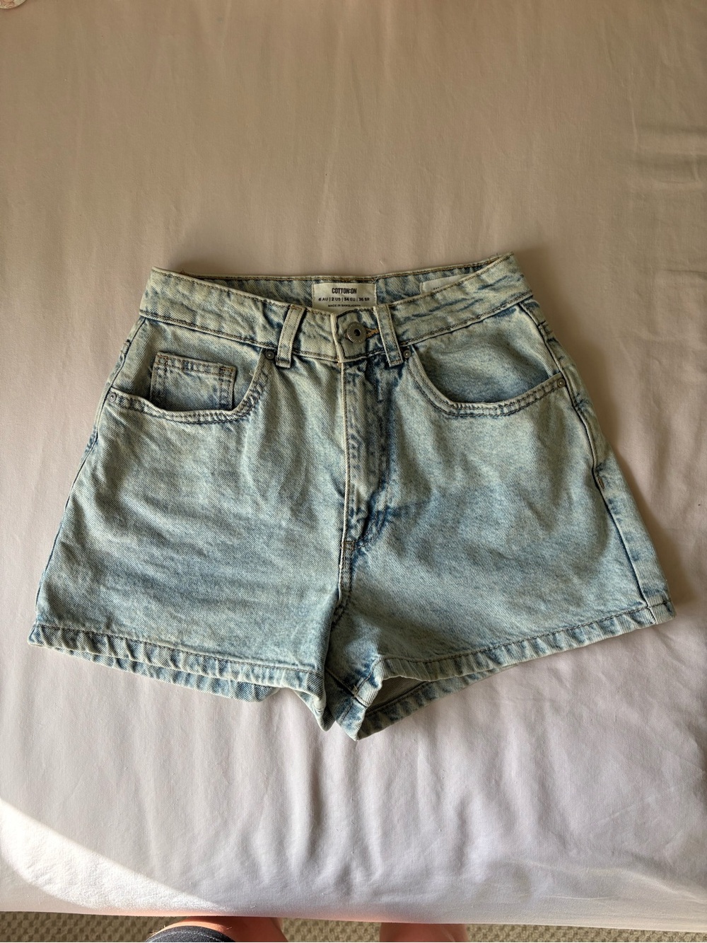 Cotton On Light Blue High-Waist Denim Shorts
